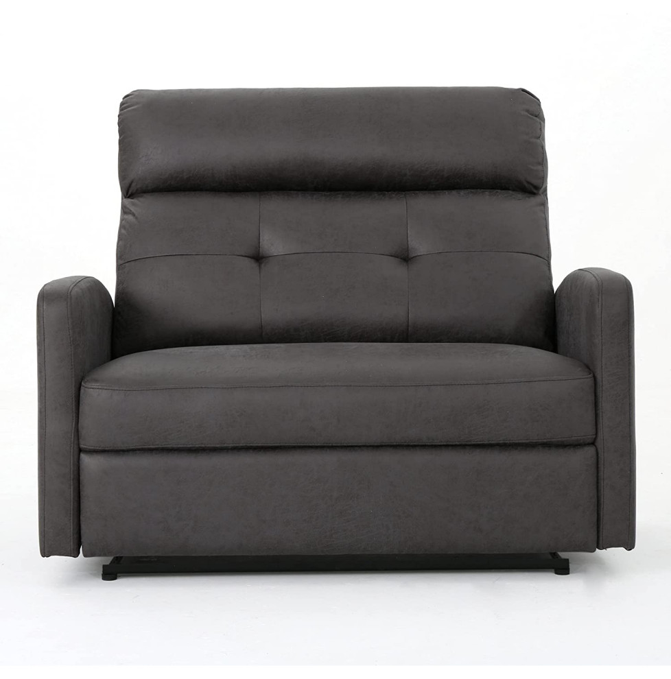 Contemporary 2 Seater Recliner  Cushioned Seat With Deep Tufted Back  Slate   Contemporary   Recliner Chairs   by Declusia  Houzz