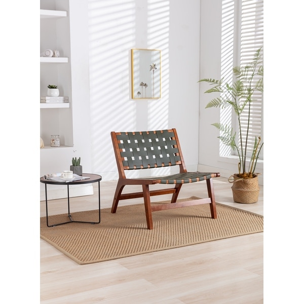 Solid Wood Frame Chair With White Wool Carpet