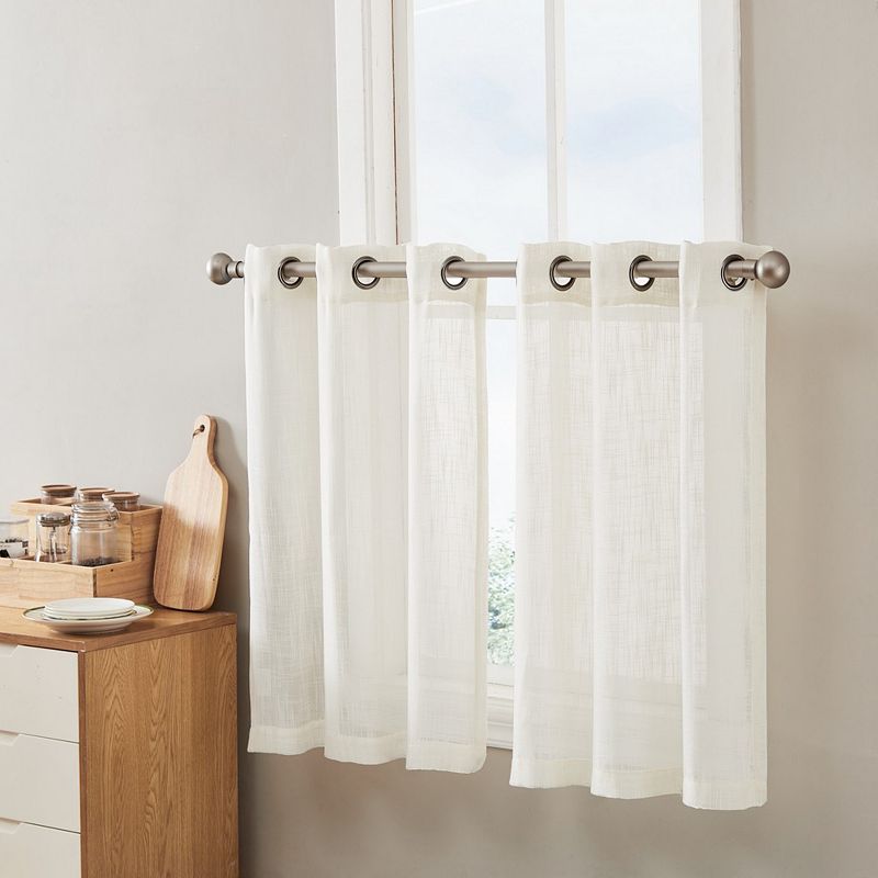 THD Serena Faux Linen Textured Semi Sheer Grommet Cafe Curtain Tiers， Set of 2