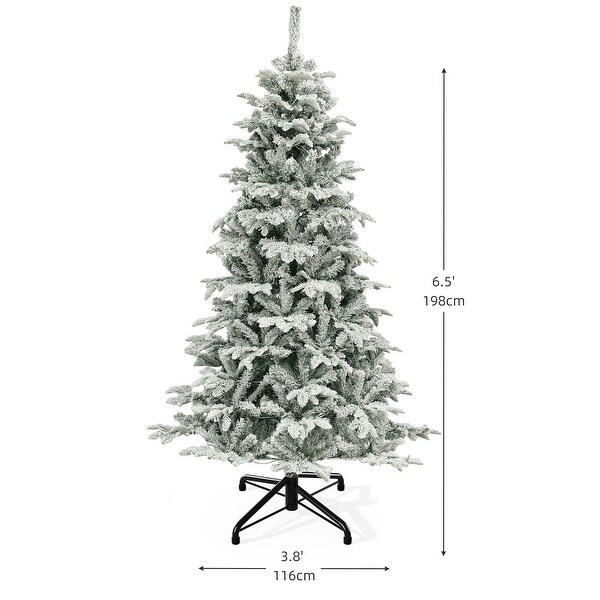 6.5 Ft PreLit Snow Flocked Christmas Tree with 760 Mixed Branch Tips and 350 Lights