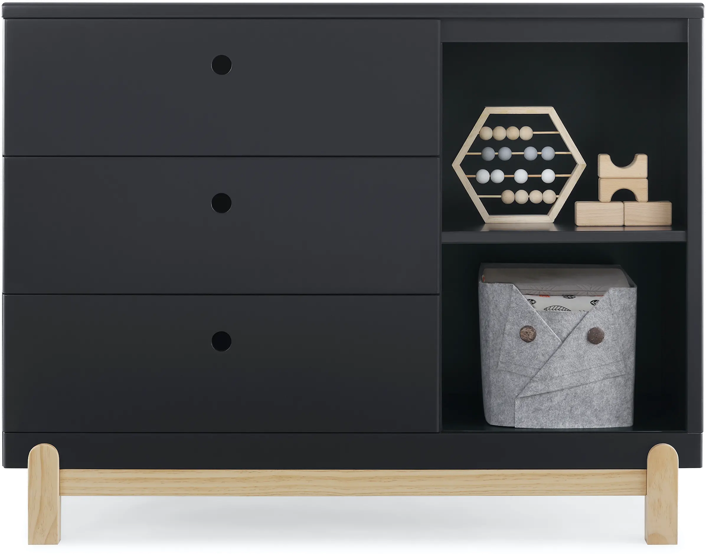 Poppy Dark Gray Dresser with Cubbies