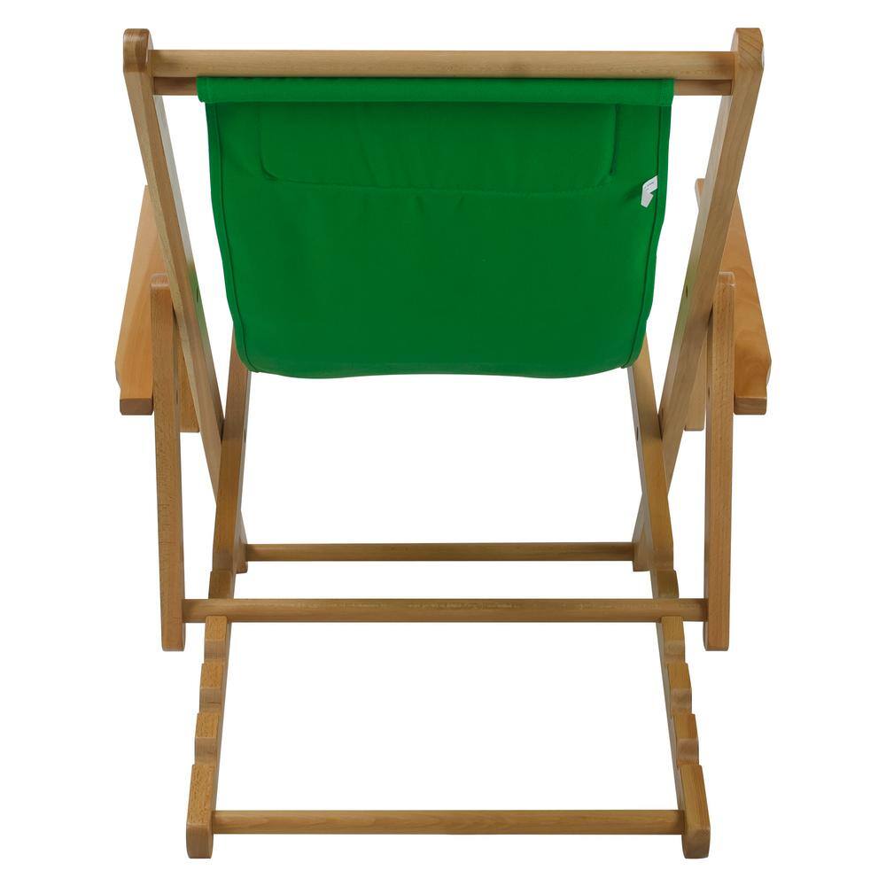 Casual Home Natural Frame and Green Canvas Solid Wood Sling Chair 114-00011-33