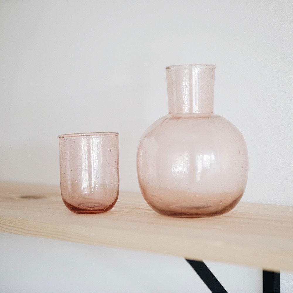 Hand-blown Carafe & Cup - Petal