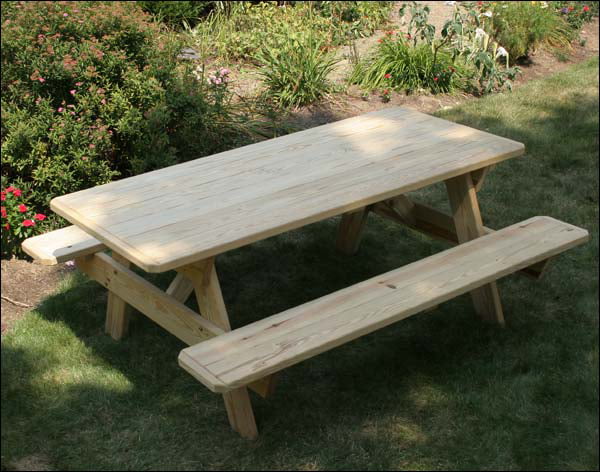 6' Treated Pine Picnic Table with Attached Benches