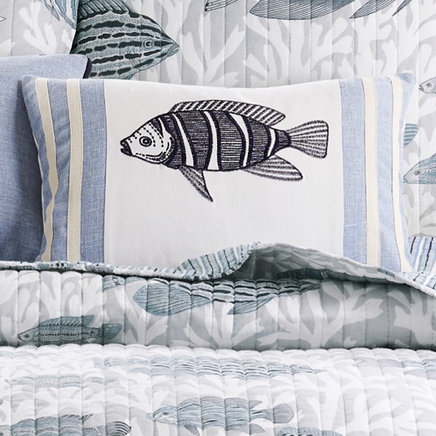 Cambria Embroidered Fish Decorative Pillow Levtex Home