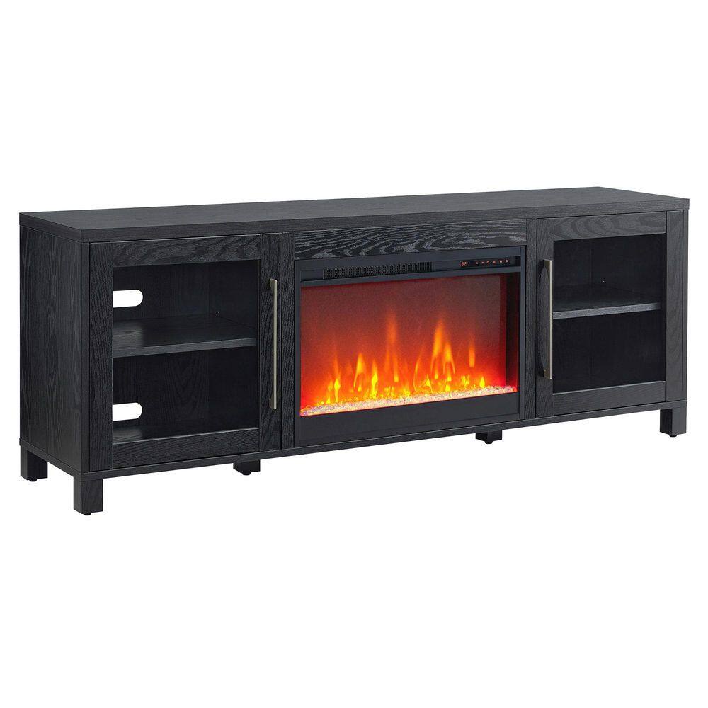 MeyerCross Quincy 68 in. Black Grain TV Stand with 26 in. Crystal Fireplace Fits TV's up to 75 in. TV1804