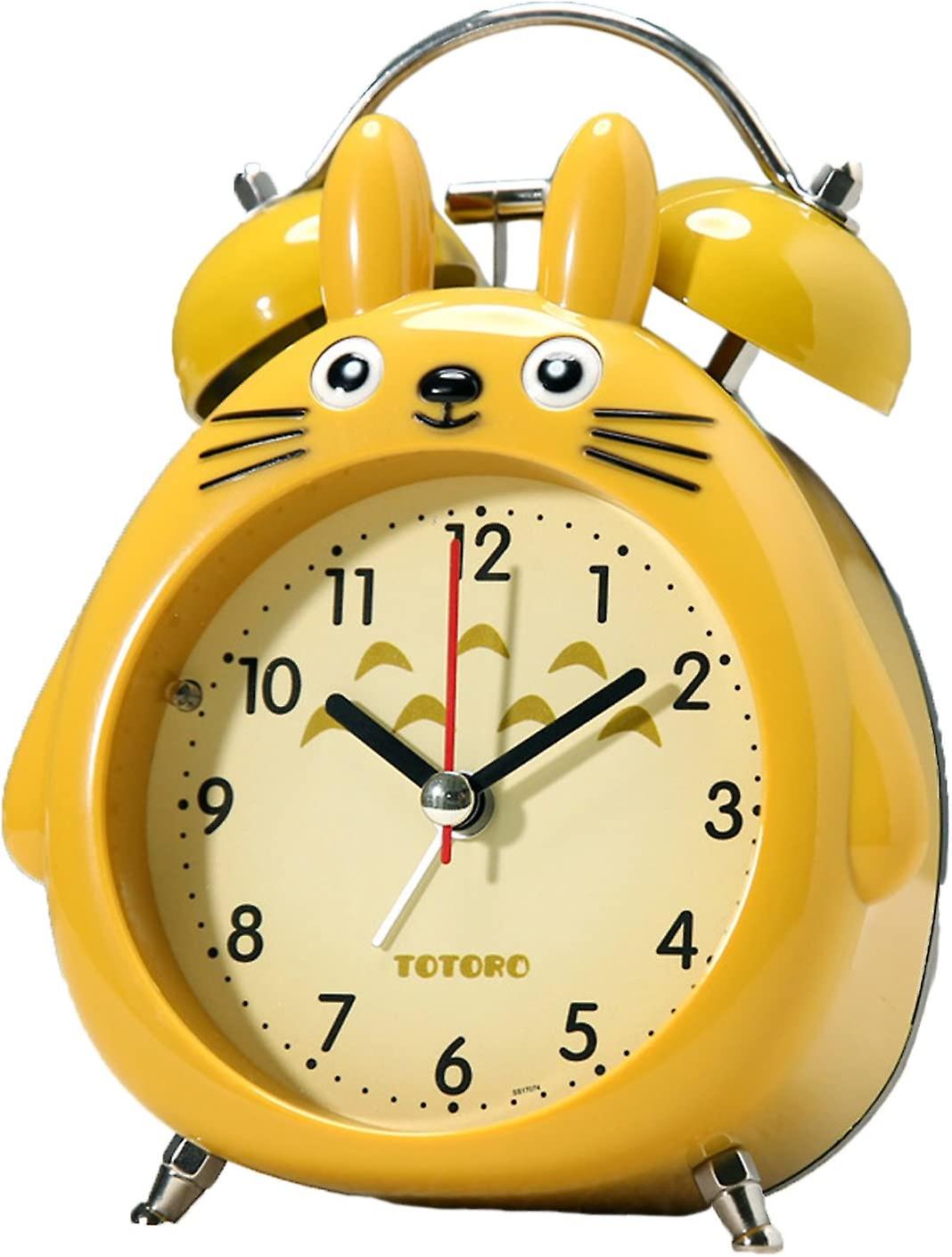 Lemonkid Cartoon Totoro Non-ticking Twin?bell Analog?alarm Clock?boys Girls Bedside Table?with Backlight Yellow