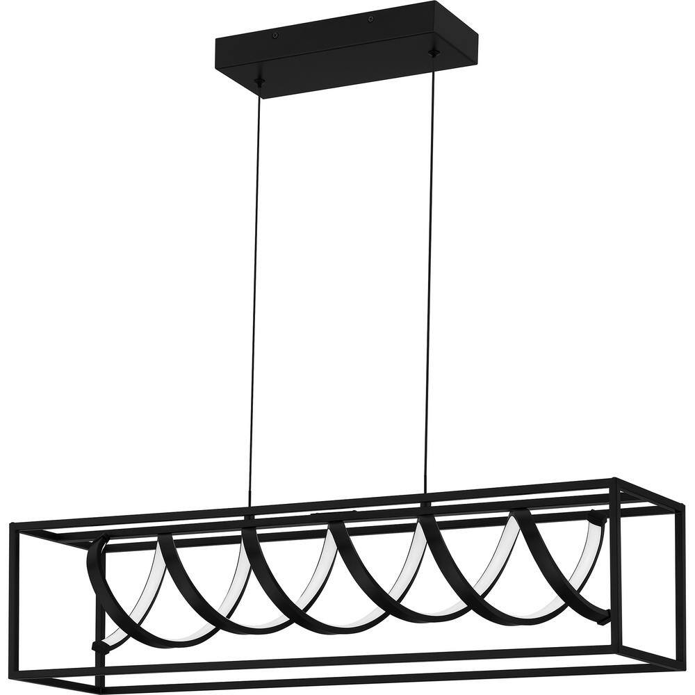 Hampton Bay Masena 36-Watt Matte Black Integrated LED Linear Chandelier HD5517A