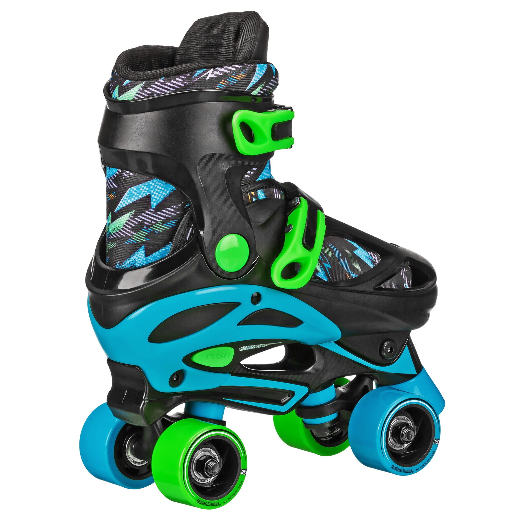 Roller Derby Sprinter Boy's 2n1 Adjustable Quad and Inline Skate Combo Lightning, Size 3-6