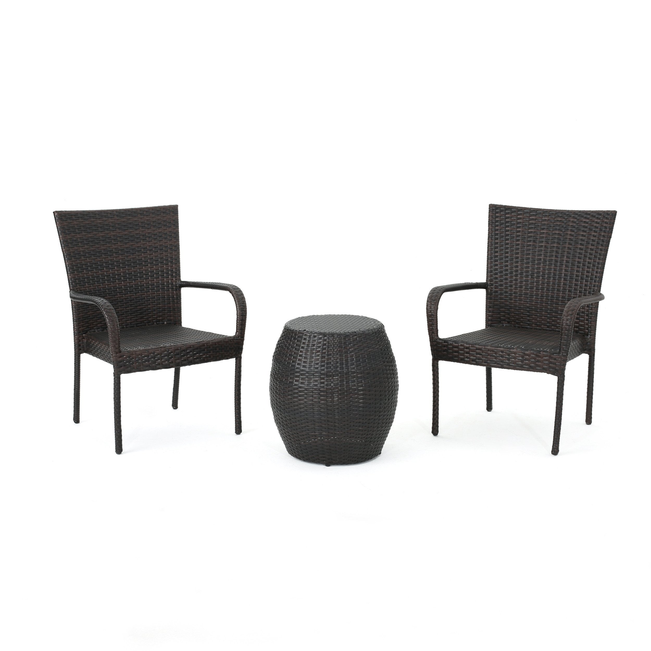 Orlando Outdoor 3 Piece Wicker Chat Set