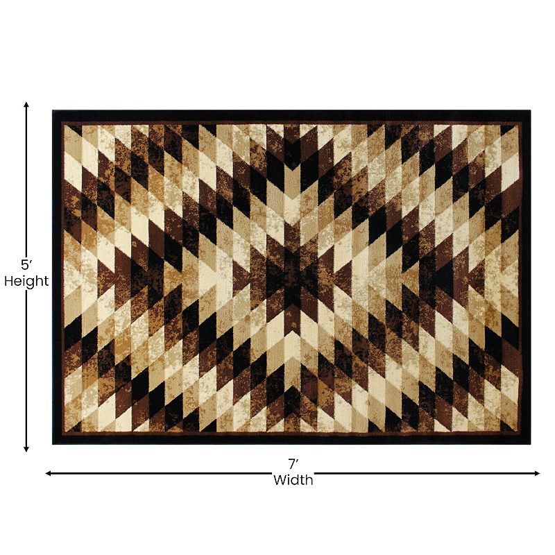 Masada Rugs Masada Rugs Stephanie Collection 5'x7' Area Rug with Distressed Southwest Native American Design 1106 in Brown， Black and Beige