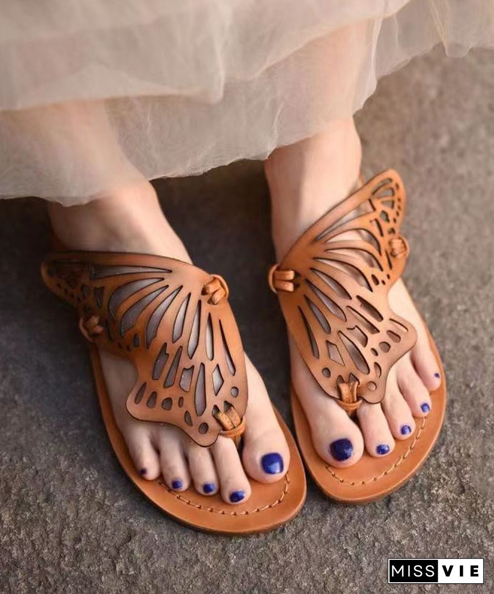 New French Flip Flops With Flat Bottoms Hollowed Out Butterfly Slippers