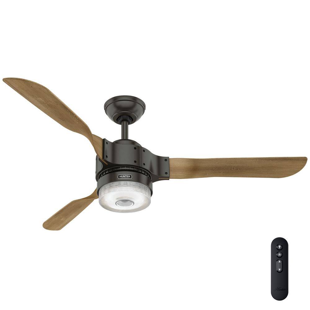 Hunter Apache Wifi Enabled Apple HomeKitGoogle HomeAlexa 54 in. Indoor Noble Bronze Ceiling Fan with Light Kit and Remote 59226