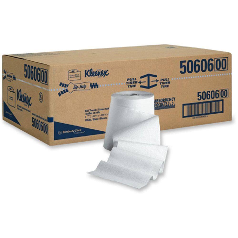 Kleenex 8 in. x 600 ft. Non-Perforated Hard-Roll Paper Towels (6-Carton) KIM50606