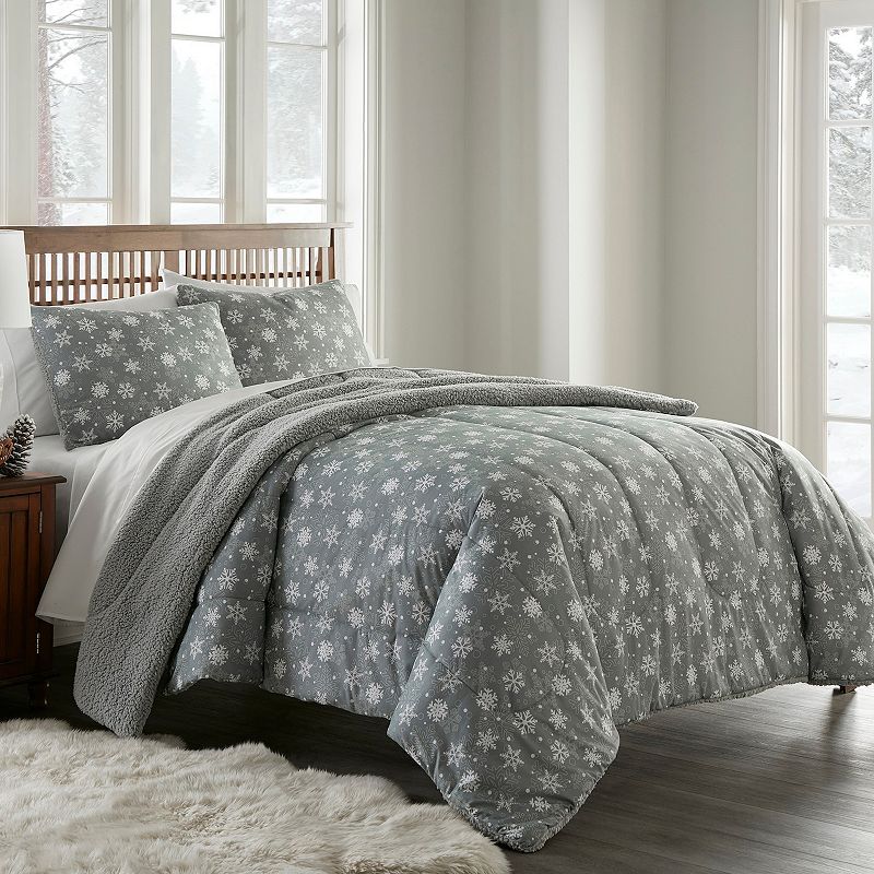 Micro Flannel Reverse To Sherpa Comforter Set with Shams