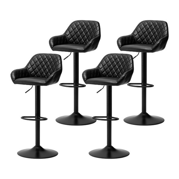 Glitzhome Set of 4 Modern Quilted Leatherette Adjustable Swivel Bar Stool