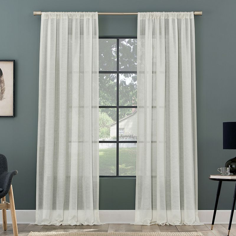 Clean Window Subtle Foliage Recycled Fiber Sheer Rod Pocket Curtain Panel