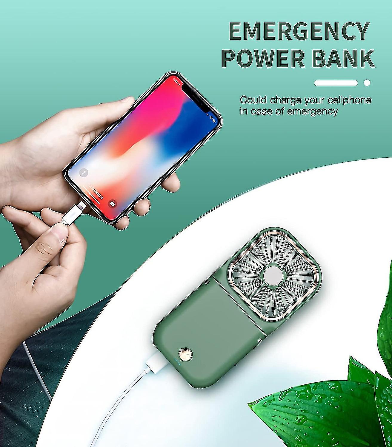 Portable Handheld Mini Fan， Foldable Usb Rechargeable Mini Fan ，3000 Mah Power Bank 3 Speeds Hanging