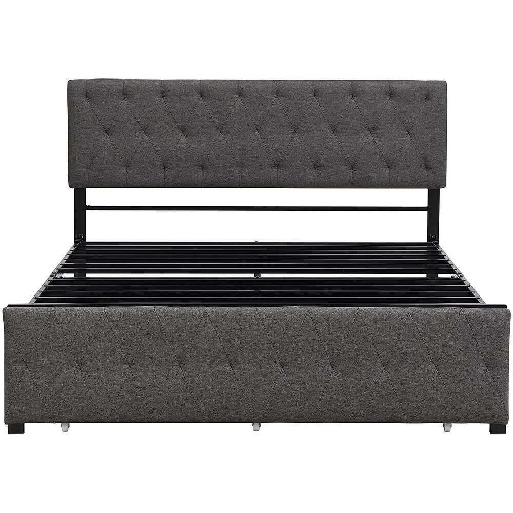 Modern Upholstered Storage Platform Bed with Big Drawer