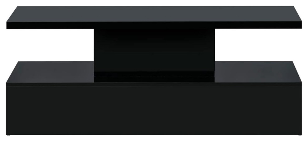 Modern Coffee Table  Rectangular Top With LED Lighting  High Gloss Black Finish   Modern   Coffee Tables   by Decor Love  Houzz