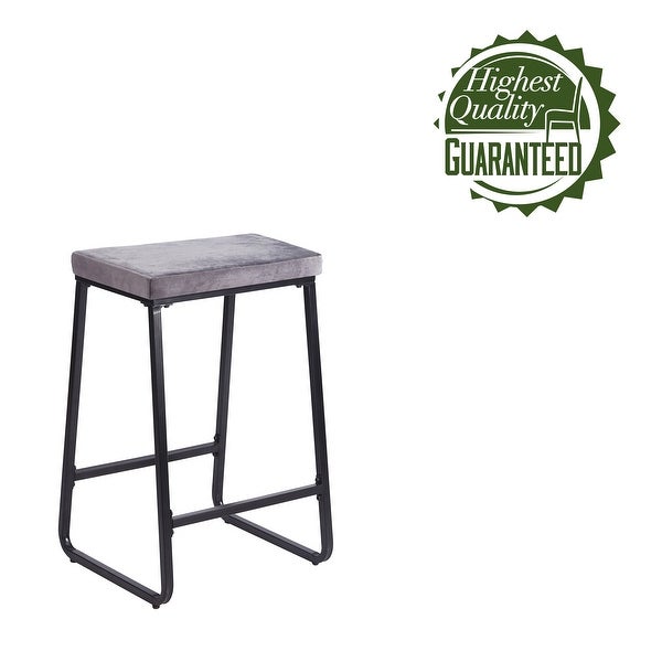 Porthos Home Samu Bar Stools Set of 2， Velvet Upholstery， Iron Legs