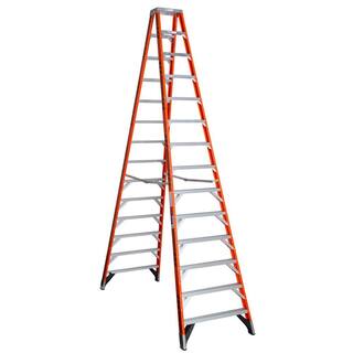 Werner 14 ft. Fiberglass Twin Step Ladder with 300 lb. Load Capacity Type IA T7414