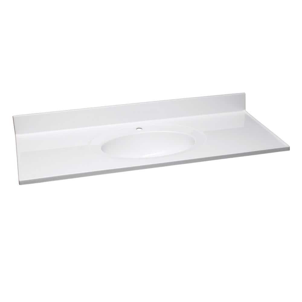 Design House 49 in x 22 in Single Faucet Hole Cultured Marble Vanity Top in Solid White with Solid White Basin