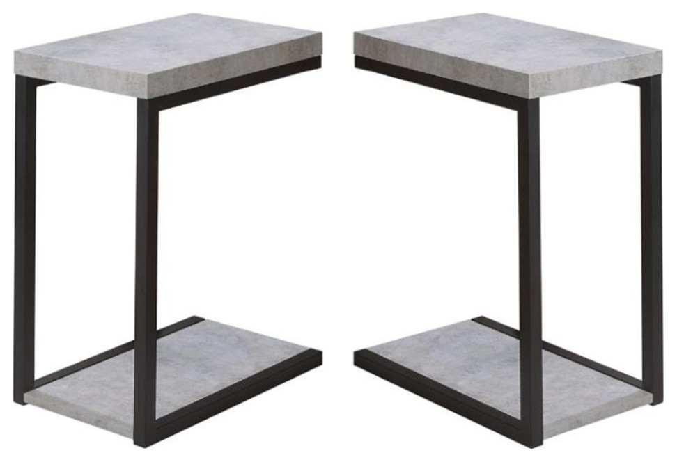 Home Square Contemporary Faux Cement End Table in Black   Set of 2   Industrial   Side Tables And End Tables   by Homesquare  Houzz