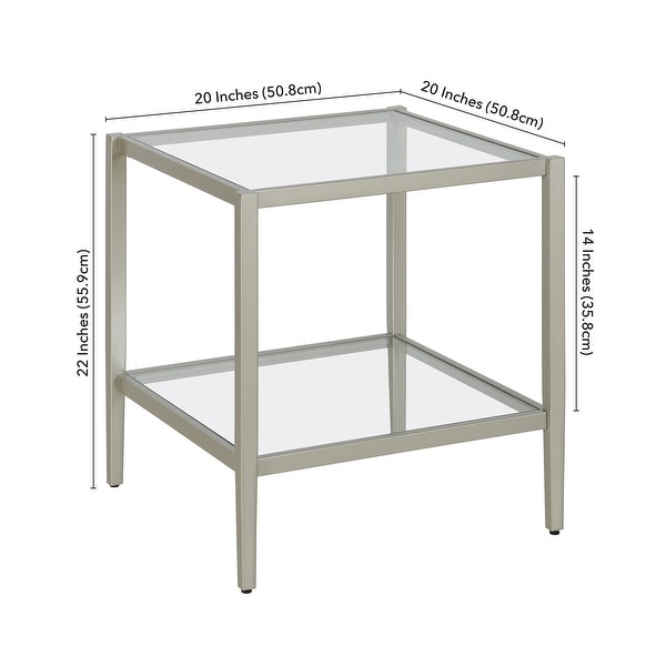 Hera 20'' Wide Square Side Table with Mirror Shelf