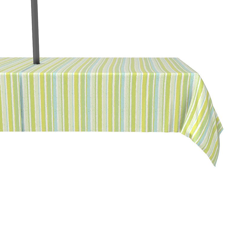 Water Repellent， Outdoor， 100% Polyester， 60x84， Green Stripes and Ink Splatter