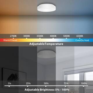 Commercial Electric 11 in. White Smart CCT and RGB Selectable LED Flush Mount Puff Powered by Hubspace CD44bRGBW11W