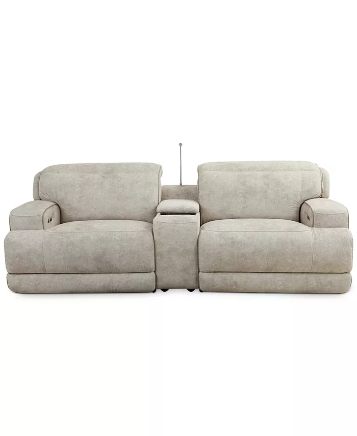 Furniture Sebaston 3-Pc. Fabric Sofa with 2 Power Motion Recliners and 1 USB Console