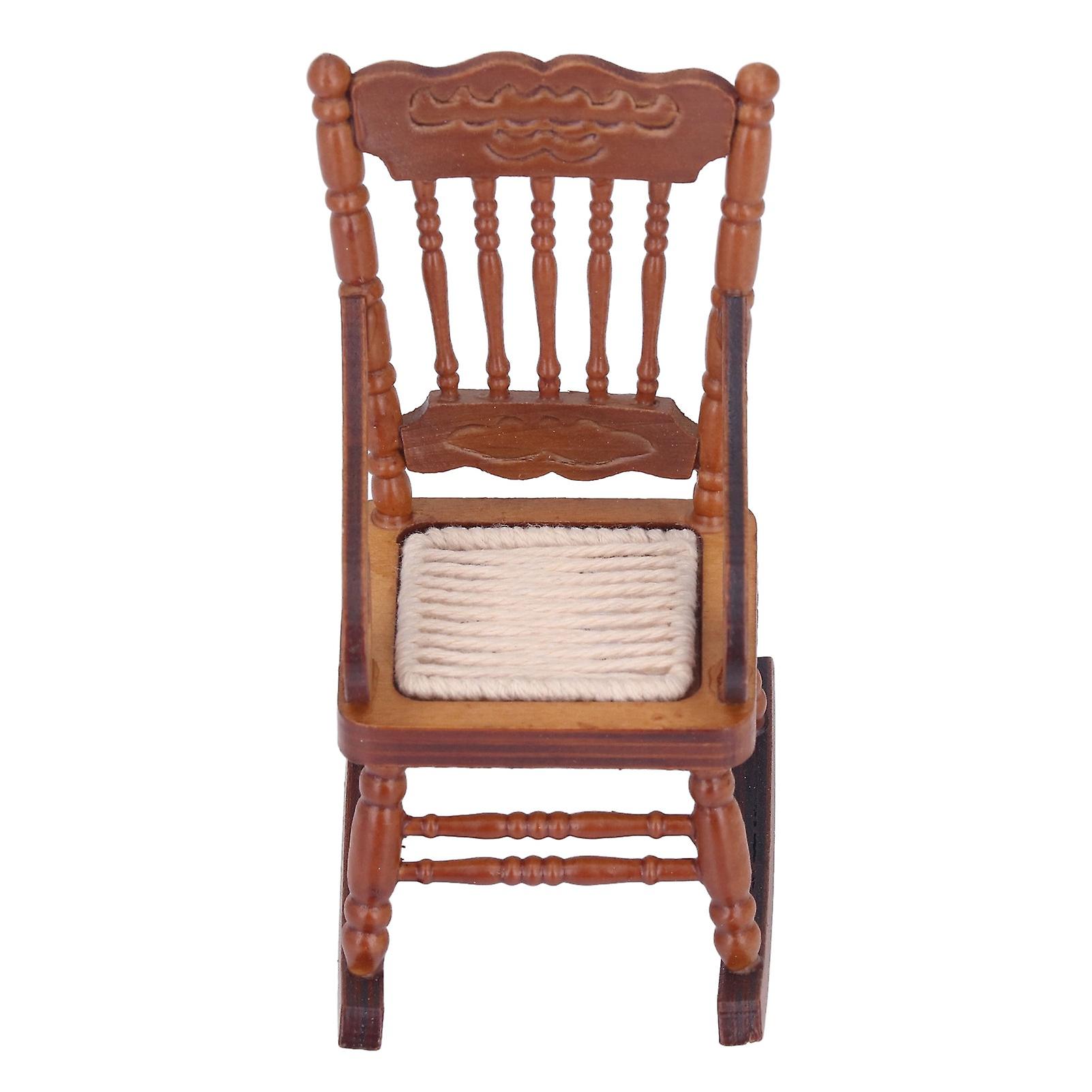 Dollhouse Miniature Chair Exquisite Details Bright Color Miniature Dollhouse Wooden Furniture For 1:12 Dollhousebrown