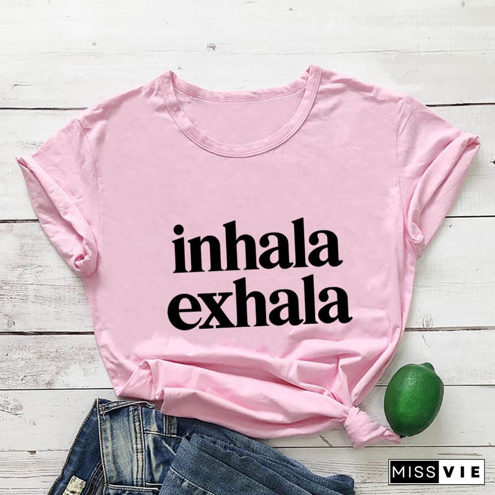 Inhala Exhala Latina Spanish Women’s Tshirt Women Funny Summer Casual Short Sleeve Top Inspirational Latina Mexican T-shirts