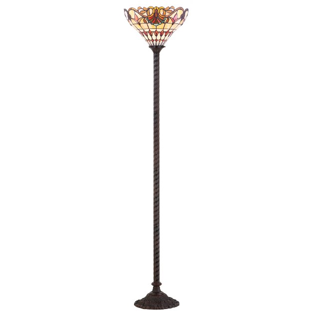 Davis  Style Torchiere Floor Lamp includes Led Light Bulb Bronze Jonathan Y