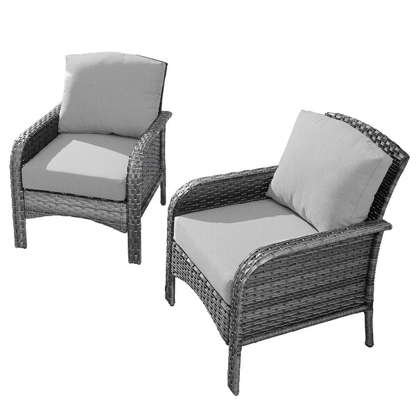 HOOOWOOO Outdoor 2piece Patio Furniture Wicker Chair Set