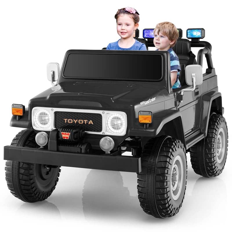 Licensed Toyota FJ40 2-Seater Kids Ride On Truck 12V Battery Powered Electric Riding Toy Car with Laser Lights