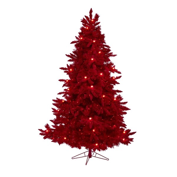 7' Red Christmas Tree with 500 Red color Lights 40 Globe Bulbs