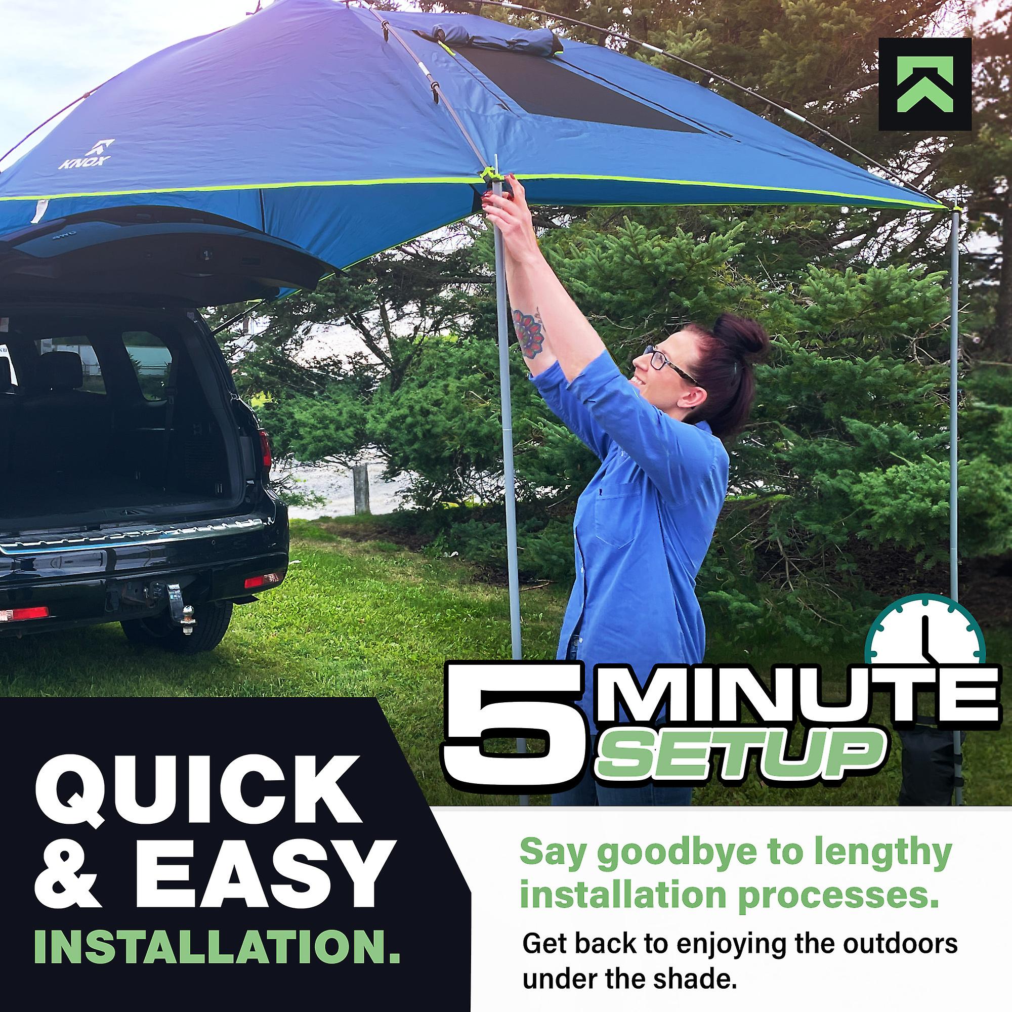 Tent for Camping Awning， Pop up Tent for Truck Bed， SUV， RV， Van， Pergola， Overlanding， Portable Teardrop Awning Canopy Tearproof Tarp w/ 2 Sandbag. Tailgate Shade for Camping， Beach， Picnics