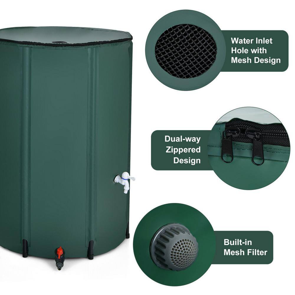 Gymax 100 Gal. Portable Rain Barrel Water Collector Collapsible Tank with Spigot Filter GYM03935