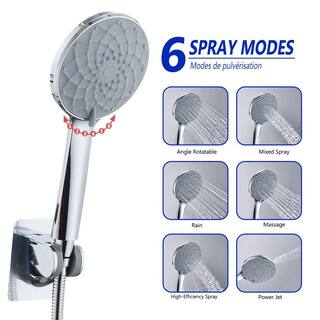 YASINU 7-Spray Patterns 10 in. Wall Mount Square Rain Dual Shower Heads with Hand Shower in Chrome YNMYTH00041CH