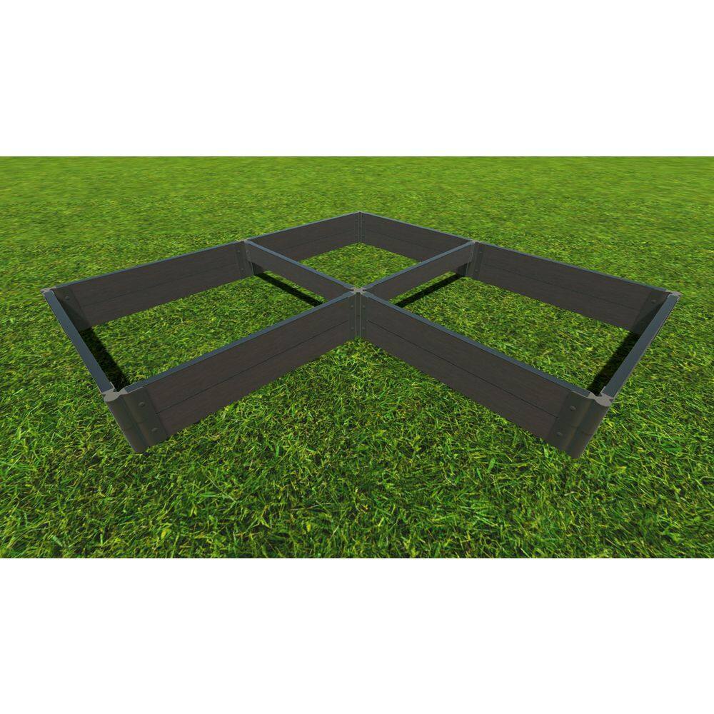 Frame It All 8 ft. x 8 ft. x 11 in. Weathered Wood Composite Arrowhead Straight Corner Raised Garden Bed - 2 in. Profile 800002005