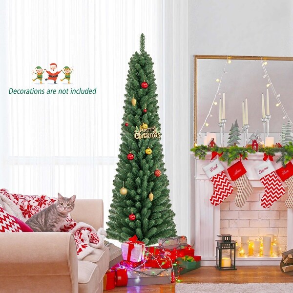 Costway 5/6/7/8 FT Pencil Christmas Tree Artificial Xmas Tree with