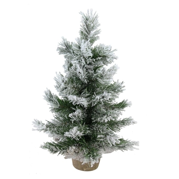 18 Flocked Pine Artificial Christmas Tree in Burlap Base