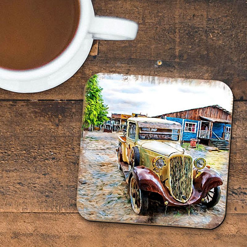 Car Coastal Wooden Cork Coasters Gift Set of 4 by Nature Wonders