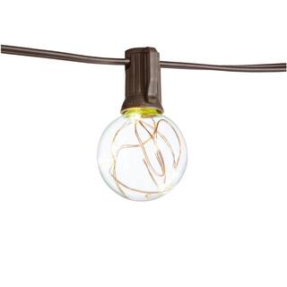 Hampton Bay OutdoorIndoor 12 ft. Plug-In LED G40 Copper Fairy String Light (10-Heads) NXT-SL9507-BK