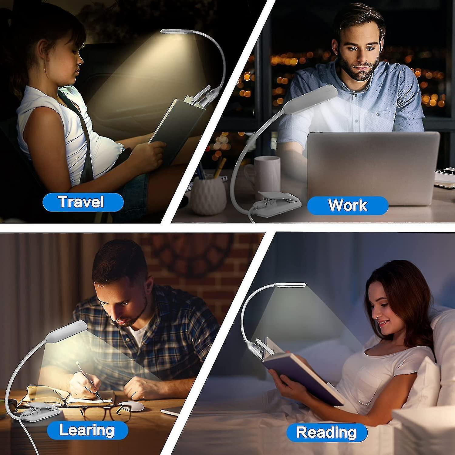 Reading Light， 9 Led Usb Rechargeable Reading Light， Gradual Dimming Book Light， 3 Color Modes (white/warm/warm White)， 360 Foldable And Flexible Clip