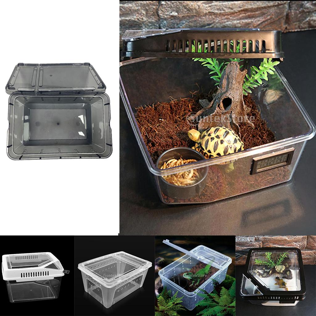 4 Pieces Reptile Terrarium Vivarium Tank Box Turtle Nursery Breeding Cage Black