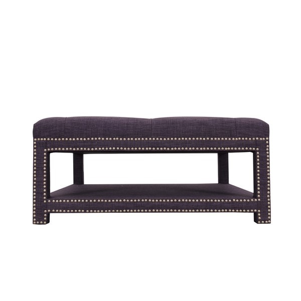 Chic Home Micah Coffee Table Ottoman in a 2-Layered Tufted Linen Bench