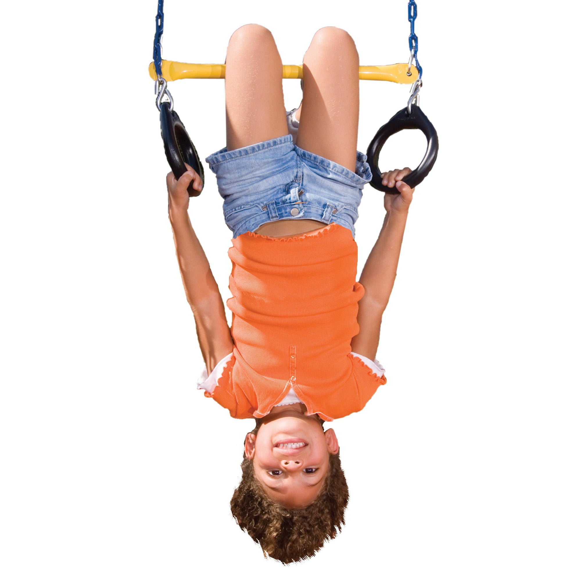 Swing-N-Slide Ring and Trapeze Combo Swing with Pinch-Free Coated Chains